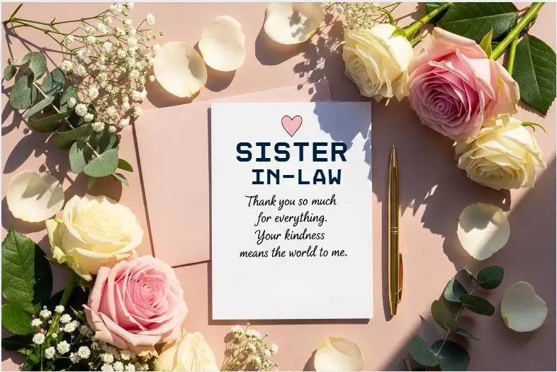 Thank You Note to Sister in Law for Support and Love